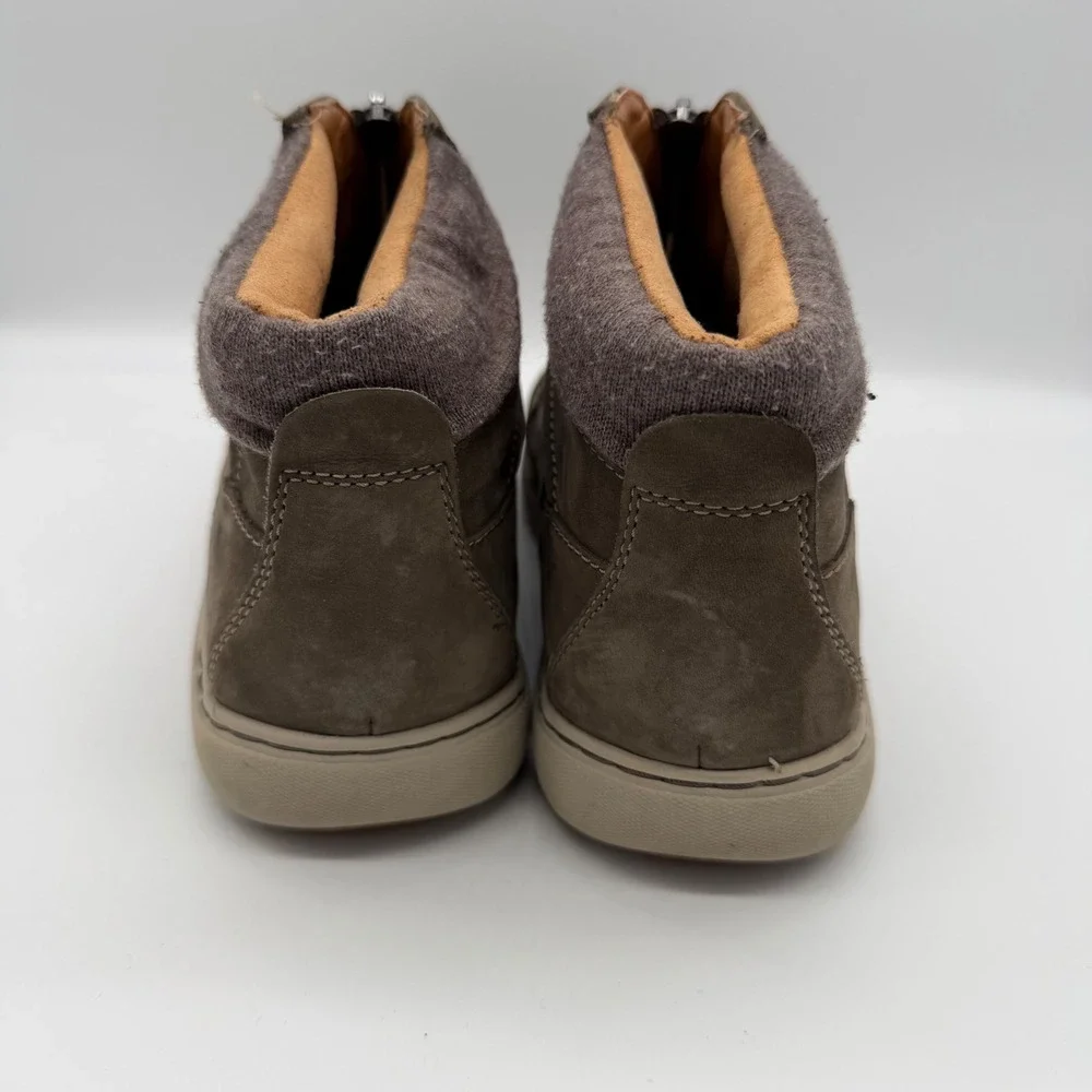 Clarks Nalle Lo Zip Dark Brown Taupe Nubuck Leather Ankle Boots Sneakers 9